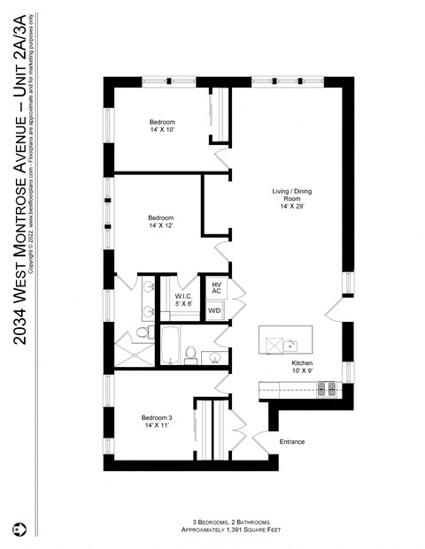 2034 W Montrose 3 Bed 2 Bath Apartment